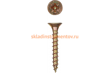 Универсальные шурупы Зубр для дерева ДСП ДВП желтопассивированные PZ 3.5x45 мм ТФ7 65 шт. 4-300397-35-045