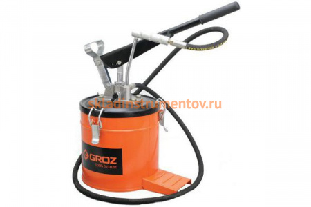 Ручной нагнетатель смазки Groz VGP-6A GR44280 275 атм., емкость 6кг переносной, 4-9гр/ход