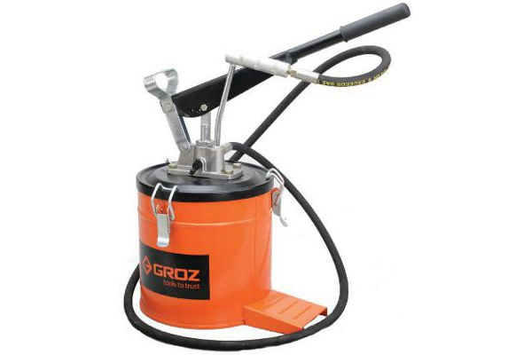 Ручной нагнетатель смазки Groz VGP-6A GR44280 275 атм., емкость 6кг переносной, 4-9гр/ход