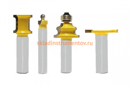 Набор фрез по дереву (4 шт; хвостовик 12 мм) для изготовления шарнирного соединения Энкор 10595