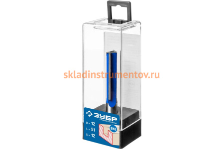 Фреза пазовая прямая с нижними подрезателями ПРОФЕССИОНАЛ (12х51х91 мм; хвостовик 12 мм) Зубр 28755-12-51