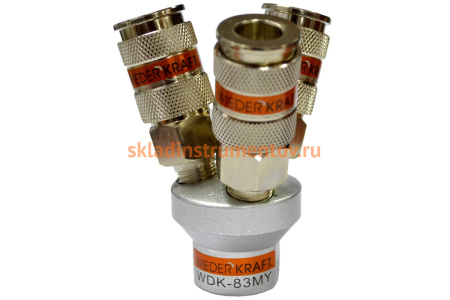 Разветвитель пневматический V-образный тройной (1/4"; рапид EURO) WIEDERKRAFT WDK-83MY