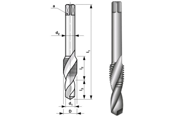 Комбинированный метчик М10, шаг 1,5 мм Bucovice Tools 133100
