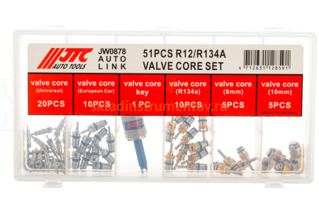 Набор золотников для кондиционера R12/R134A, 51шт JTC-JW0878