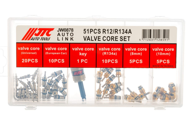 Набор золотников для кондиционера R12/R134A, 51шт JTC-JW0878