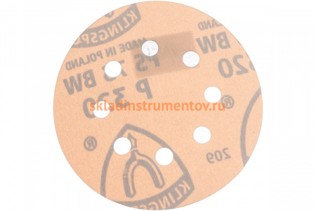 Круг шлифовальный на липучке для обработки красок, лаков и шпаклевок (125 мм; Р320; 8 отверстий) KLINGSPOR 307106