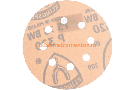 Круг шлифовальный на липучке для обработки красок, лаков и шпаклевок (125 мм; Р320; 8 отверстий) KLINGSPOR 307106