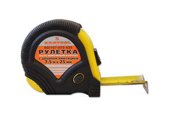 Рулетка обрезиненный корпус с двойной фиксацией 7,5 м х 25 мм SANTOOL 050107-075-025