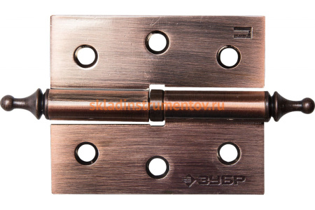 Дверная разъемная петля Зубр Эксперт 1 подшипник цвет старая медь AC левая с крепежом 75x63x2.5 мм 2 шт. 37605-075-6L