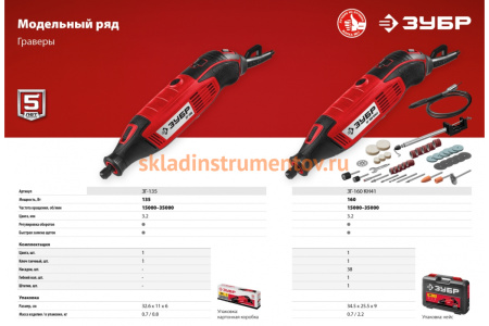 Электрический гравер ЗУБР 41 предмет, кейс ЗГ-160 КН41