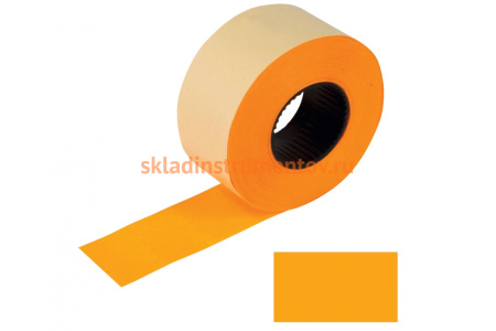 Этикет-лента BRAUBERG оранжевая, комплект 5 рулонов по 800 шт, 26х16 мм 128459