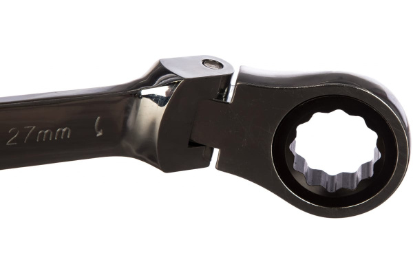 Комбинированный трещоточный ключ 27 мм, CrV, шарнирный, зеркальный хром MATRIX 14872