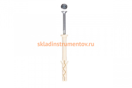 Нейлоновый дюбель-гвоздь Зубр цилиндрический бортик, 8x60мм, ТФ5, 60штук 4-301395-08-060