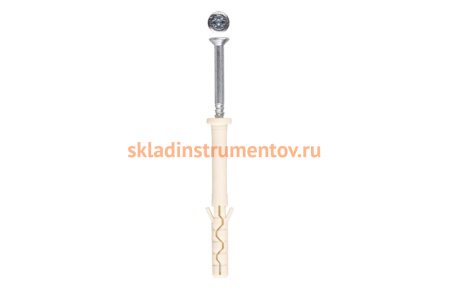 Нейлоновый дюбель-гвоздь Зубр цилиндрический бортик, 8x60мм, ТФ5, 60штук 4-301395-08-060