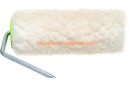 Валик СИБРТЕХ из натурального меха с ручкой, 150 мм, ворс 12 мм, D - 48 мм 80122