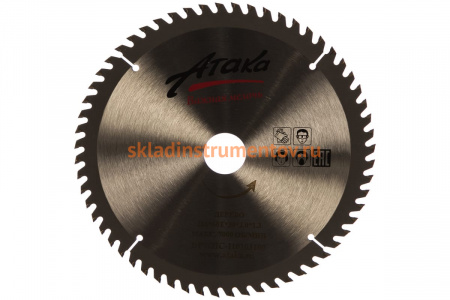 Диск пильный по дереву (216х30 мм; 60T; ч/рез) АТАКА 8079140