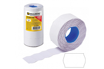 Этикет-лента BRAUBERG белая, комплект 5 рулонов по 800 шт, 26х16 мм 123580