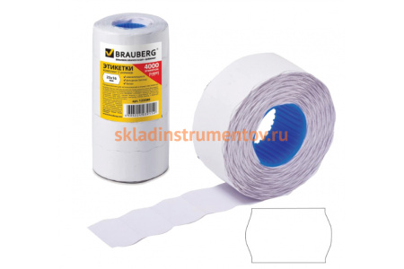 Этикет-лента BRAUBERG белая, комплект 5 рулонов по 800 шт, 26х16 мм 123580