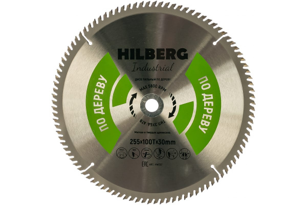 Диск пильный  Industrial Дерево (255x30 мм; 100Т) Hilberg HW257