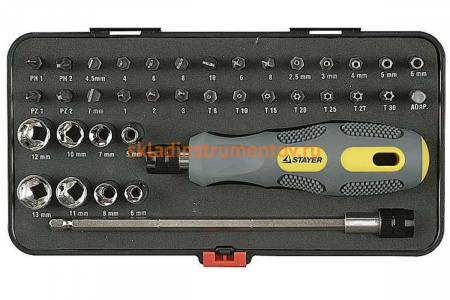Отвертка MAX-GRIP в наборе со специальными битами 38 предметов STAYER 25929-H38 G