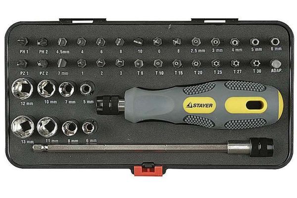 Отвертка MAX-GRIP в наборе со специальными битами 38 предметов STAYER 25929-H38 G