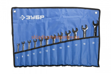 Набор комбинированных гаечных трещоточных ключей, 12 шт Зубр 8 - 22 мм, 27075-H12_z01