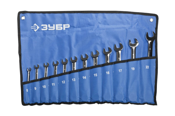 Набор комбинированных гаечных трещоточных ключей, 12 шт Зубр 8 - 22 мм, 27075-H12_z01
