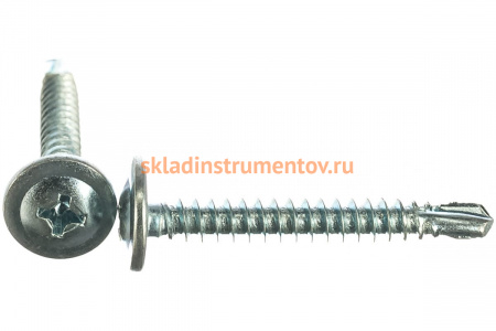 Саморезы с прессшайбой и сверлом по листовому металлу до 2 мм Зубр PH2 4,2х32 мм 20шт 300216-42-032