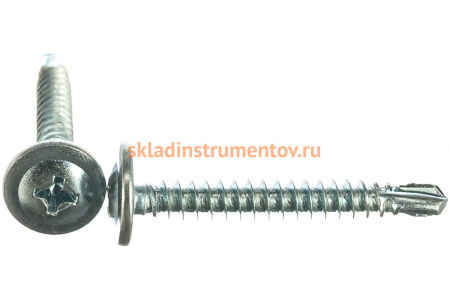 Саморезы с прессшайбой и сверлом по листовому металлу до 2 мм Зубр PH2 4,2х32 мм 20шт 300216-42-032