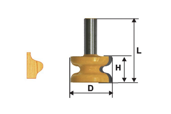 Фреза кромочная фигурная (41.3х25.4 мм; хвостовик 12 мм) по дереву Энкор 10579