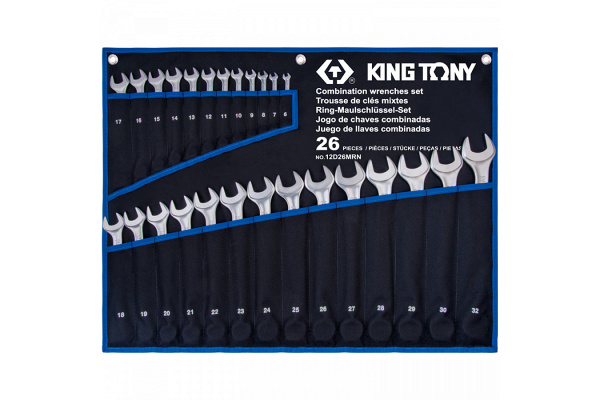 Набор комбинированных ключей KING TONY 6-32 мм, чехол из теторона, 26 предметов 12D26MRN
