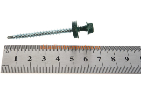 Саморезы Зубр для крепления кровельных материалов к деревянной обрешетке, цвет RAL 6005 зеленый насыщенный, оцинкованный, 4,8x60мм, 1000шт 4-300310-48-060-6005