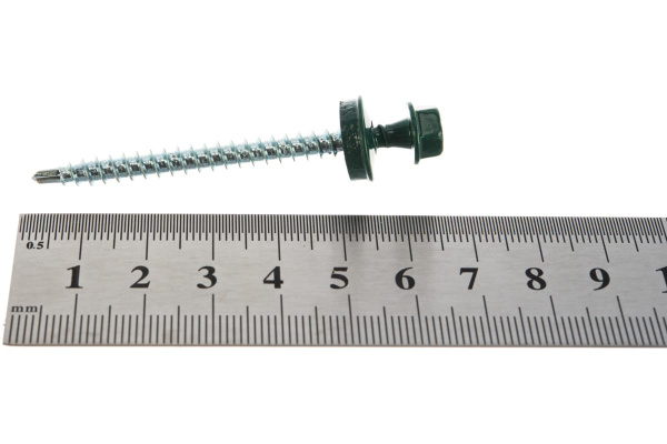 Саморезы Зубр для крепления кровельных материалов к деревянной обрешетке, цвет RAL 6005 зеленый насыщенный, оцинкованный, 4,8x60мм, 1000шт 4-300310-48-060-6005