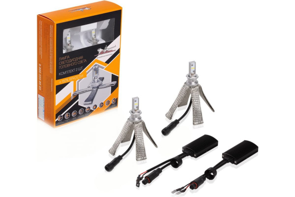 Светодиодная лампа H3 Airline PREMIUM LED 12В, 18Вт, 6500К, 5000Лм, белая, 2шт ALED-H3-02