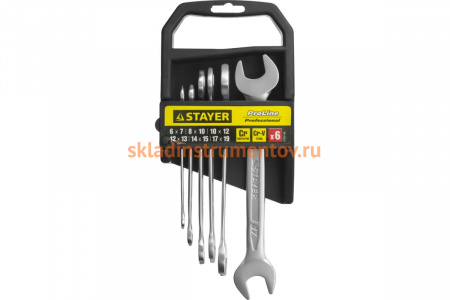 Набор гаечных рожковых ключей 6-19мм, 6шт STAYER PROFI 27037-H6