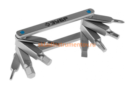 Набор имбусовых складных ключей Зубр Эксперт Cr-V сатинированное покрытие HEX TORX PH1 SL 5мм 27423-H8