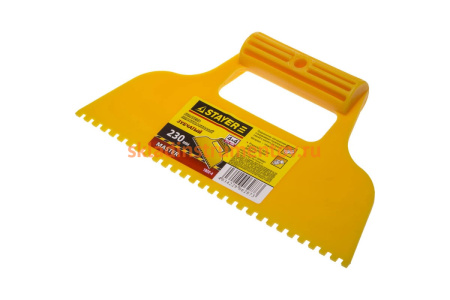 Пластмассовый зубчатый шпатель 4х4мм, 230мм STAYER 1022-4