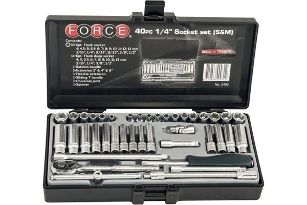 Набор головок метрических и дюймовых FORCE 2402