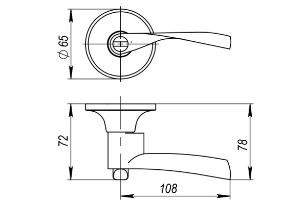 Ручка защелка AJAX 6010 CP-P без фик. хром 39511