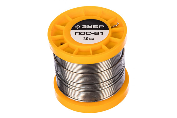 Припой ПОС 61 (1 мм; 200 г; трубка с канифолью) Зубр 55450-200-10C
