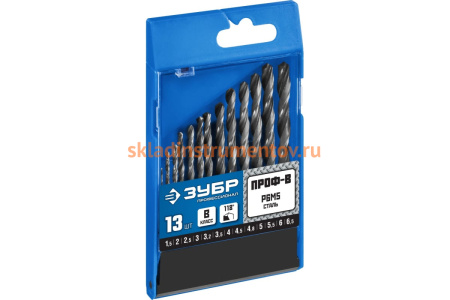 Набор сверл по металлу Проф-В 1.5-6.5 мм, 13 шт. Зубр 29621-H13