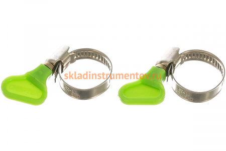 Металлические хомуты СИБРТЕХ, элемент крепления с формой ключа, 16-25мм, 2 шт 47650