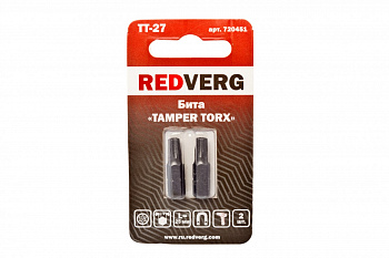 Бита Torx Tamper ТТ27, 25 мм, 2 шт. REDVERG 6623499