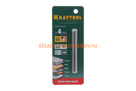 Сверло по бетону металлу дереву UNIVERSAL PROFESSIONAL (4х80 мм) Kraftool 29172-080-4_z01