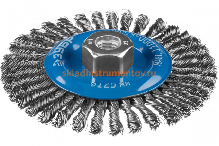 Щетка дисковая (125 мм; М14; плетеные пучки стальной проволоки 0.5 мм) ЗУБР 35192-125_z02