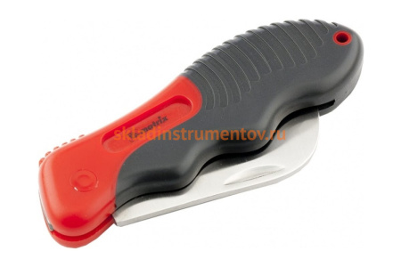 Складной нож электрика, изогнутое лезвие, эргономичная двухкомпонентная рукоятка MATRIX 78986