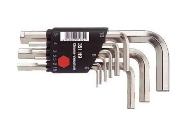 Набор ключей 6-тигранных коротких Compact SB351 H9, 9 предметов Wiha 03734