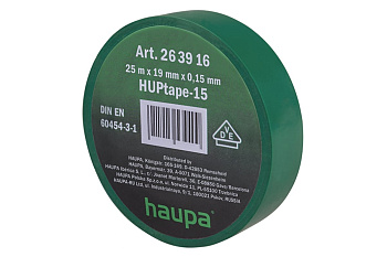 Изолента ПВХ HAUPA 19 мм x 25 м, цвет зеленый 263916