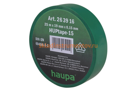 Изолента ПВХ HAUPA 19 мм x 25 м, цвет зеленый 263916