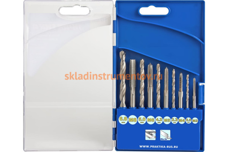 Набор метчиков и сверл "Профи" (М3-М8; 2.5-6.8 мм; 10 шт.) ПРАКТИКА 646-218